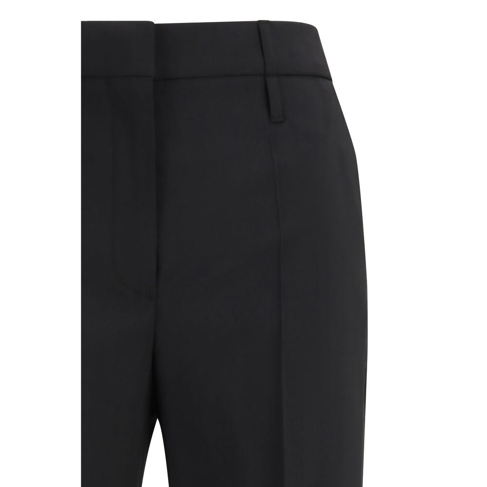 Max Mara Women's Flared Regular Fit Wool & Canvas Trousers - Black Natural