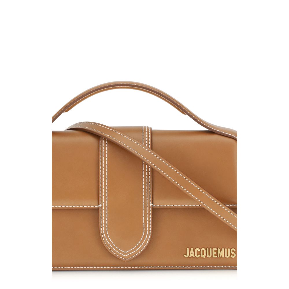 Jacquemus Bos Taurus Calf Leather Flap Handbag - Brown Gold