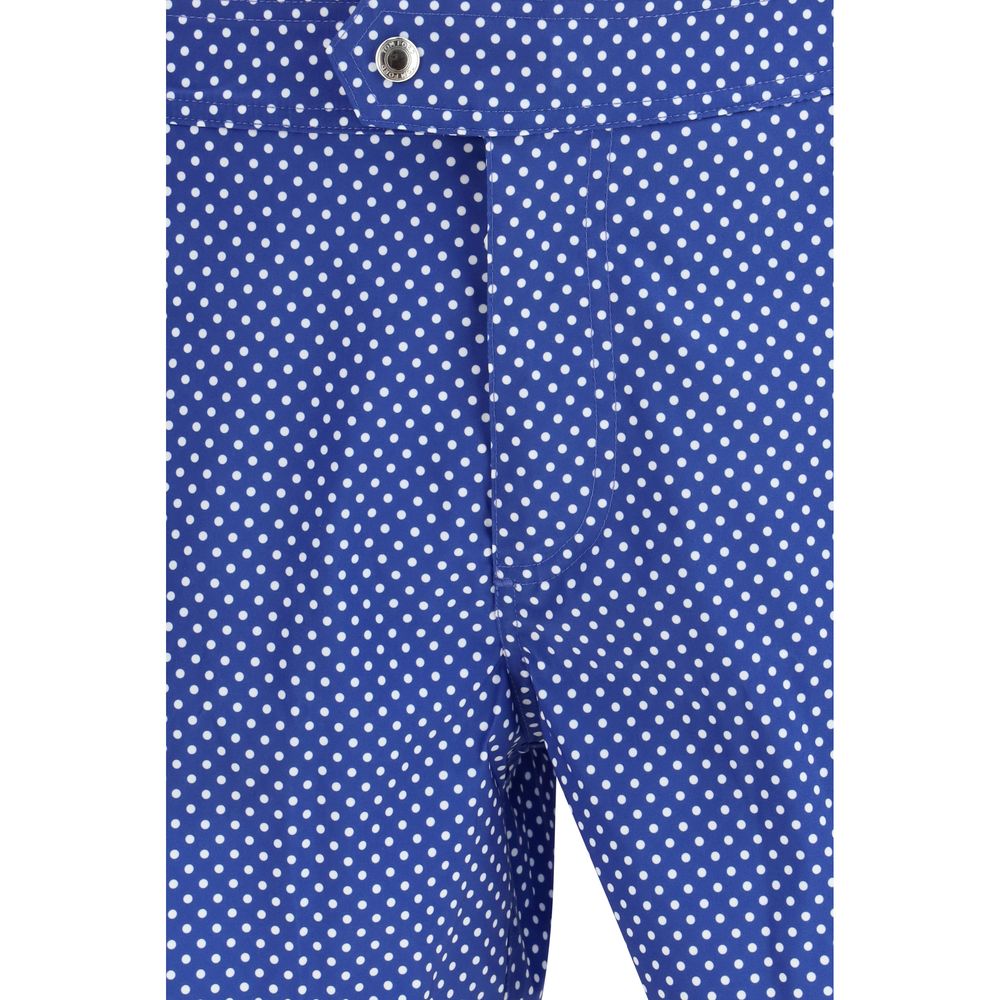 Tom Ford Men's Relaxed Fit Regular Polyester Short Trousers - Blue Print