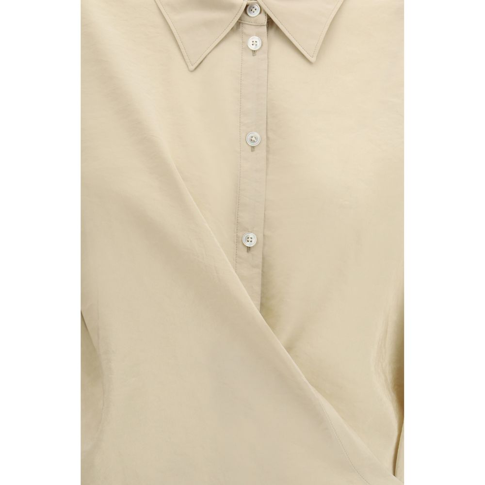 Lemaire Women's Regular Fit Long-Sleeve Polyamide & Silk Dress Shirt - Beige