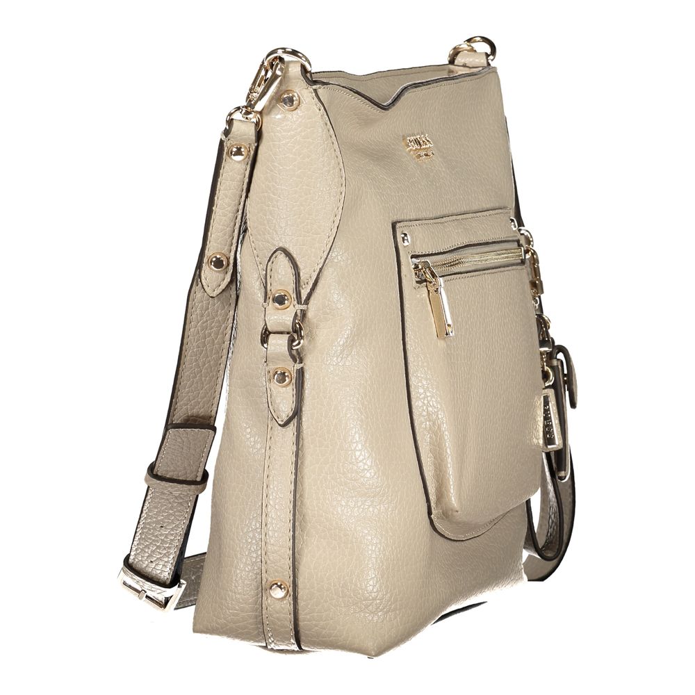 Handbag by Guess Jeans for women in polyurethane beige presents a ornamental silhouette, showcasing a secure zipper, ample external-pockets & internal-pockets, and versatile shoulder-strap & adjustable-strap for a ornamental finish.