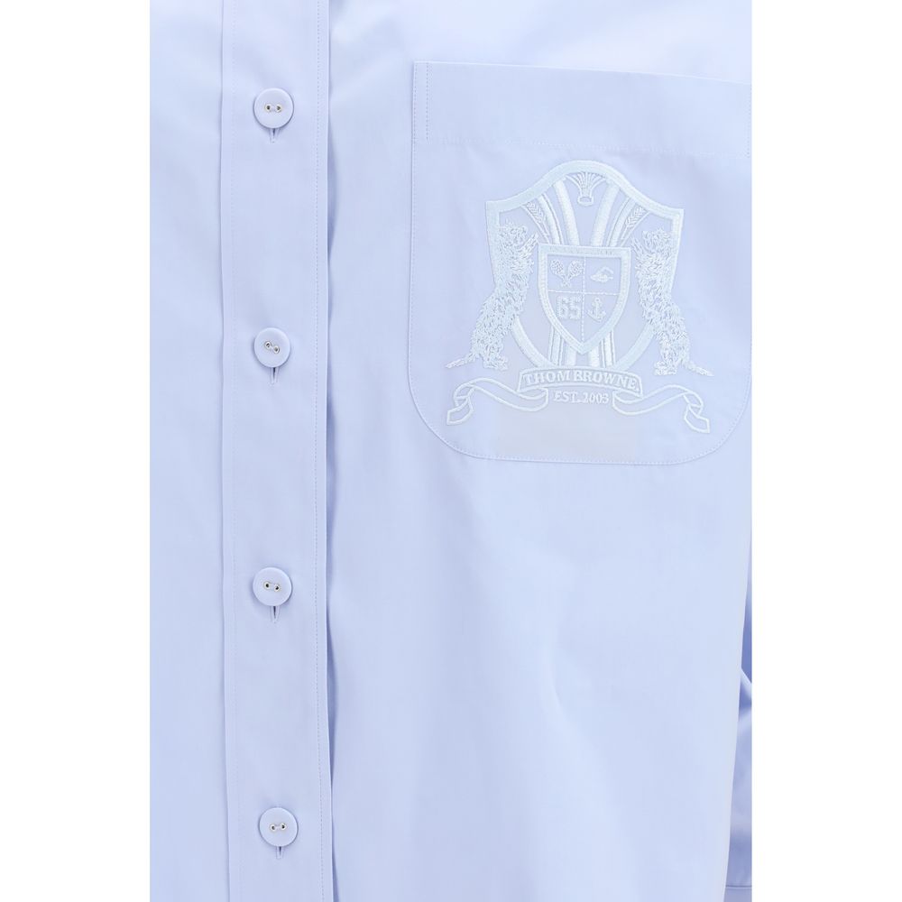 Thom Browne Women's Oversized Cotton Shirt - Blue Patterned Signature