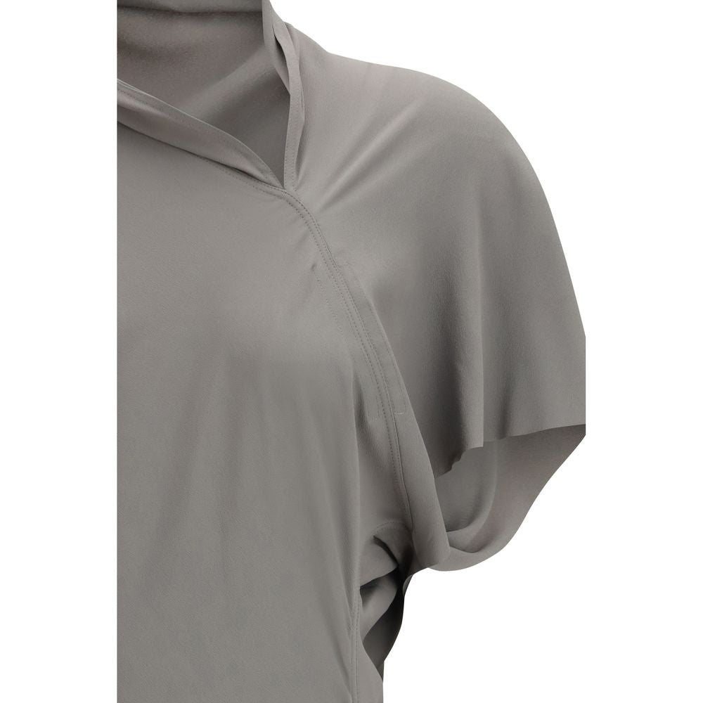 Rick Owens Women's Long-Sleeve Silk & Acetate Midi Dress - Gray