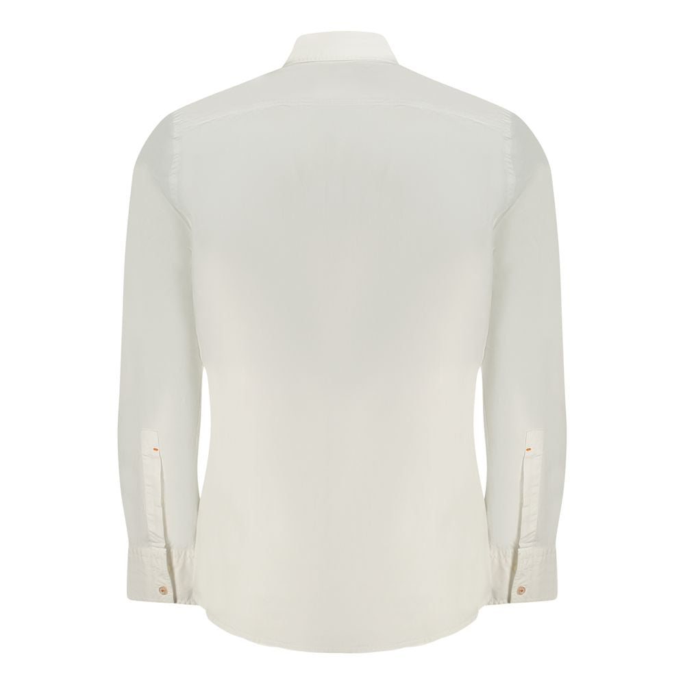 Dress Shirt by Hugo Boss for men in cotton white features an architectural silhouette with a refined and elegant for a architectural look.