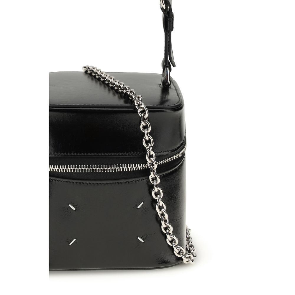 Maison Margiela Bos Taurus Calf Leather Shoulder Bucket Bag - Black White Signature