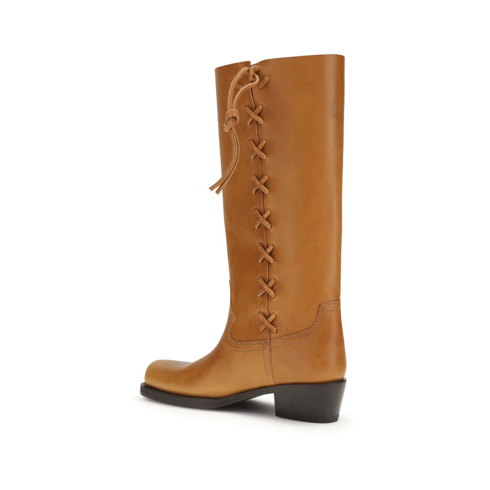 Paris Texas Roxanne Women's Bos Taurus Calfskin Leather Lace-Up Boots - Brown