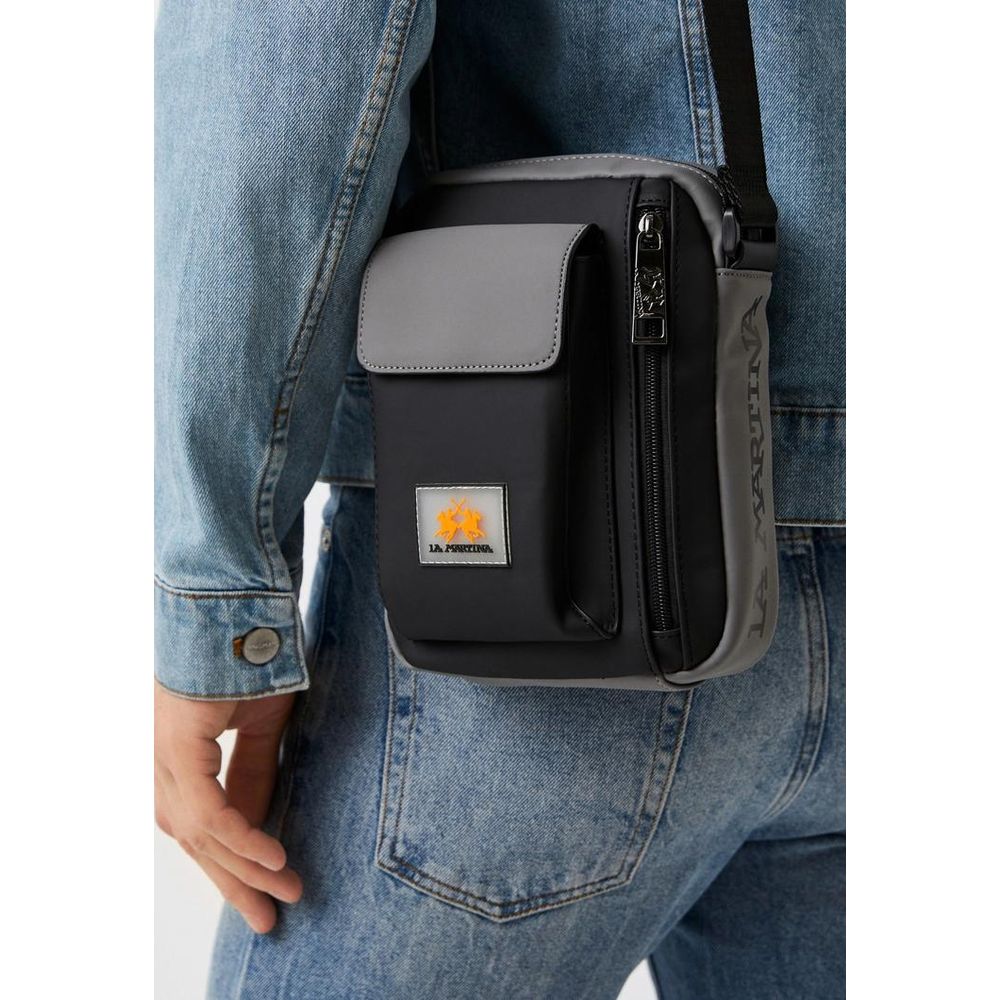 La Martina Polyamide & Polyurethane Medium Crossbody Evening Messenger Bag - Black