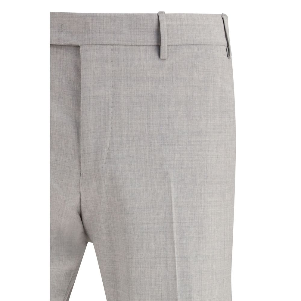 Trousers by PT Torino for men in wool gray features a artisanal silhouette, showcasing a sophisticated regular-fit with a long and for a artisanal finish.