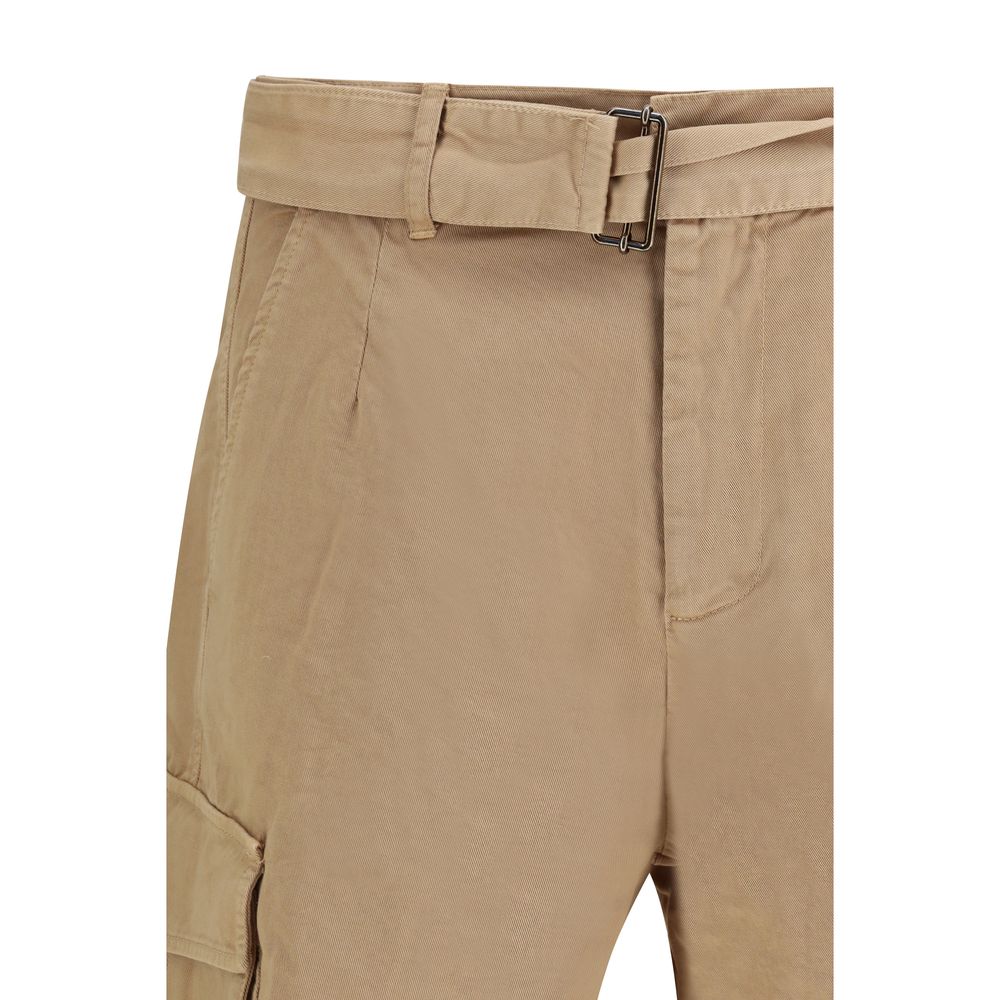 Laneus Men's Relaxed Fit Regular Cotton Bermuda Shorts - Beige