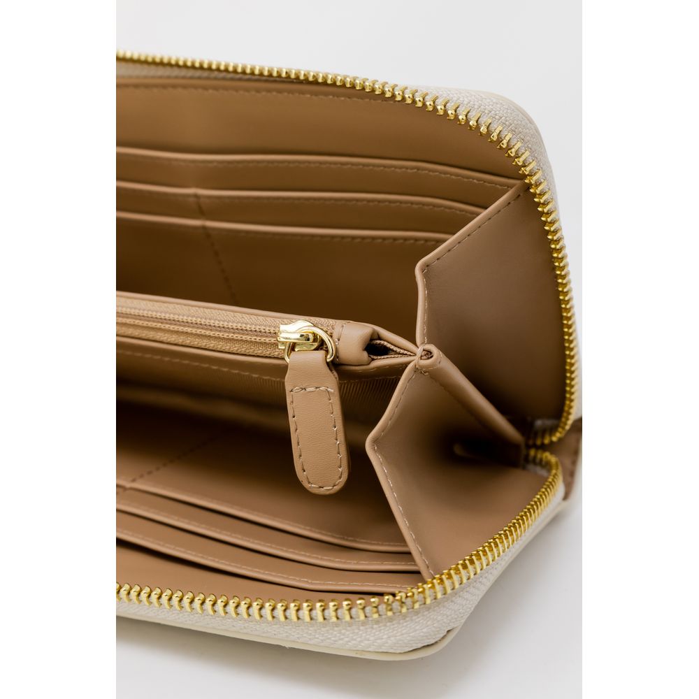 Love Moschino Polyethylene & Polyurethane Wallet - Beige Gold Signature