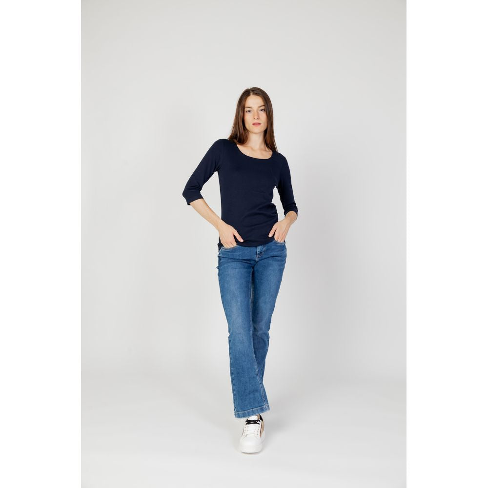 Street One Women's Three-Quarter-Sleeve; Long-Sleeve Round-Neck Modal & Cotton T-Shirt - Blue