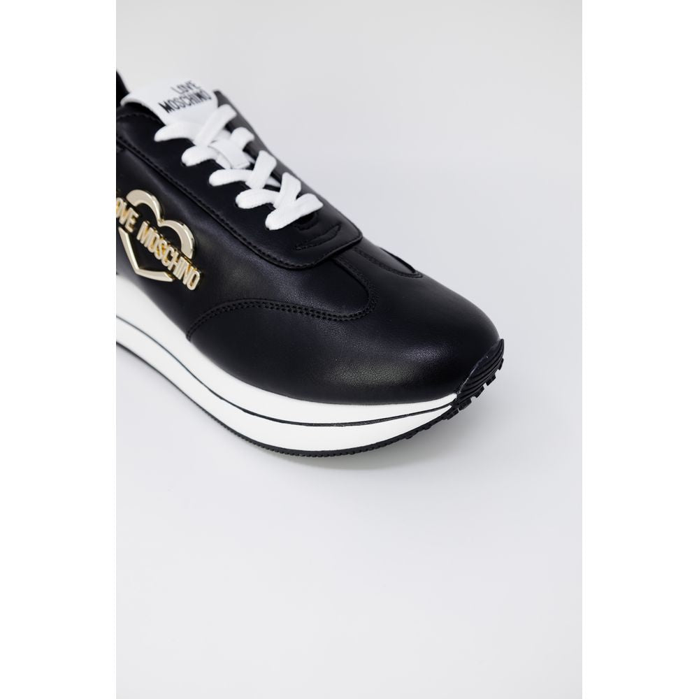 Love Moschino Women's Padded Low-Top Casual Synthetic Leather Sneakers - Black Gold