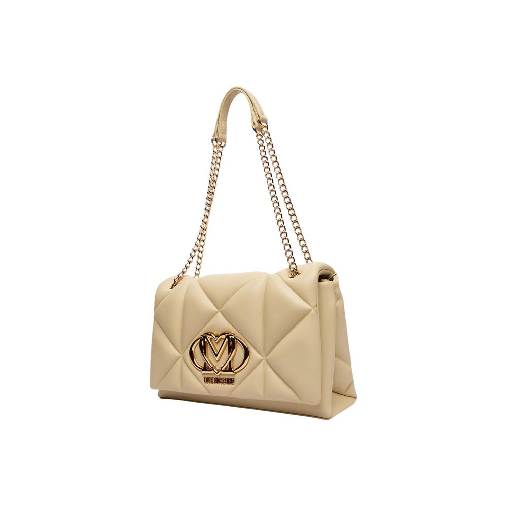 Love Moschino Quilted Faux Leather Handbag - Beige Gold