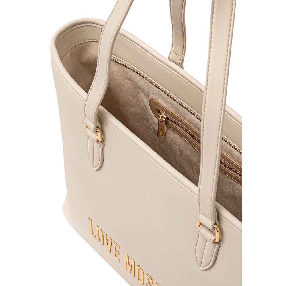 Love Moschino Polyethylene & Polyurethane Large Handbag - Beige