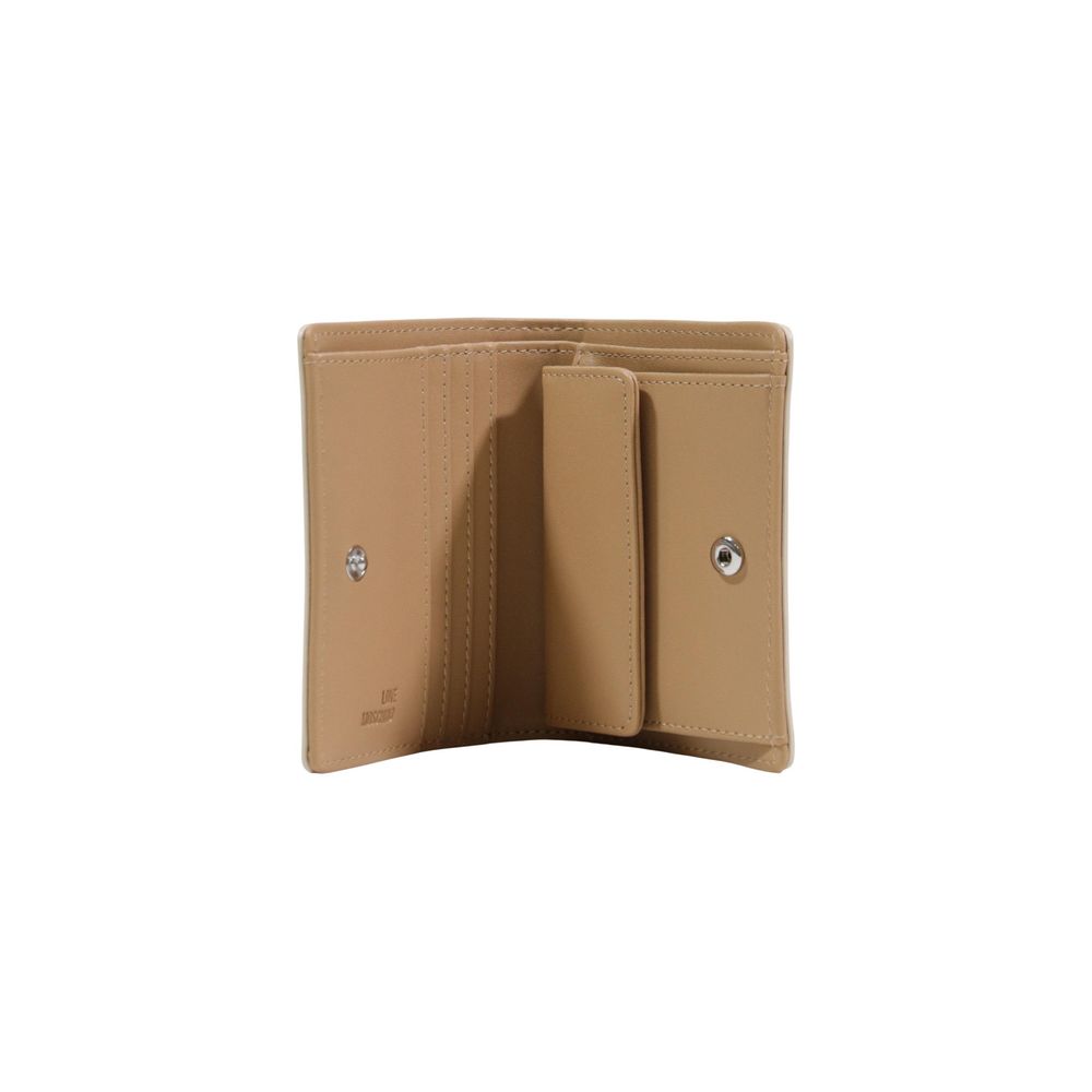 Wallet by Love Moschino for women in polyethylene & polyurethane beige features a streamlined silhouette, showcasing the streamlined Polyethylene & Polyurethane Wallet design with sophisticated compact-design for a premium look.