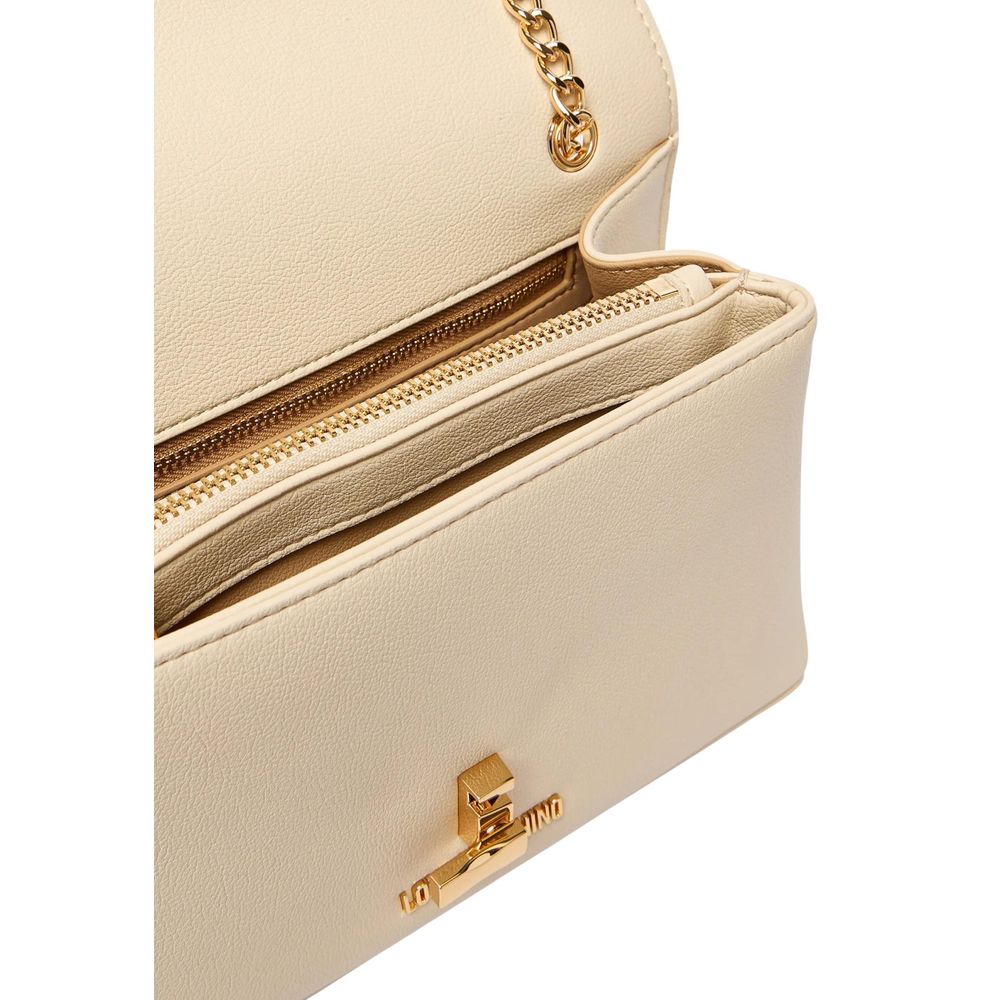 Love Moschino Heart Polyethylene & Polyurethane Medium Crossbody Evening Handbag - Beige Gold