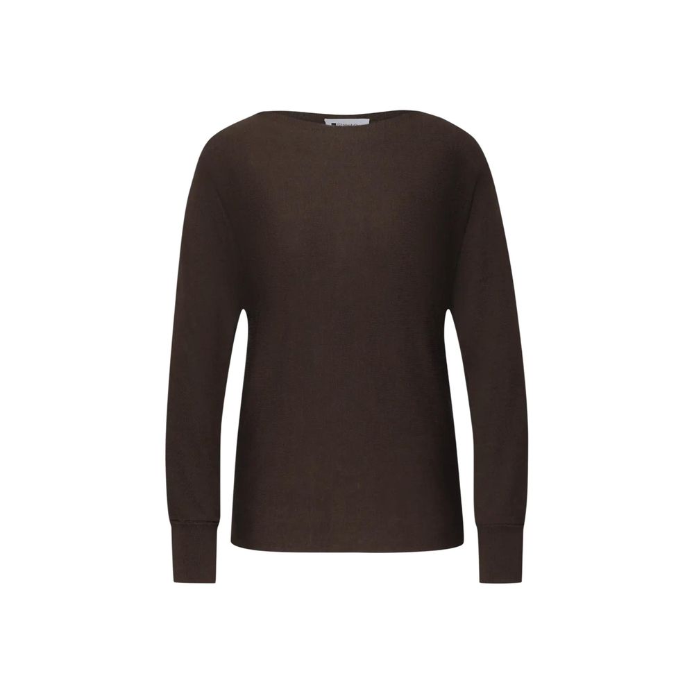 Sweatshirt by Street One for women in viscose cotton brown showcases a slouchy chic silhouette, artfully detailed with a slouchy chic and for a slouchy chic finish.