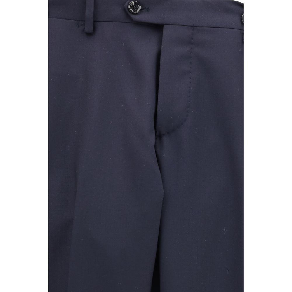 Lardini Men's Straight Leg Regular Fit Virgin Wool Pant Suit - Blue