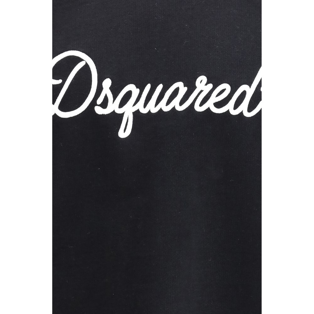 Sweatshirt by Dsquared² for men in cotton black & signature showcases a slouchy chic silhouette, artfully detailed with a slouchy chic and for a slouchy chic finish.