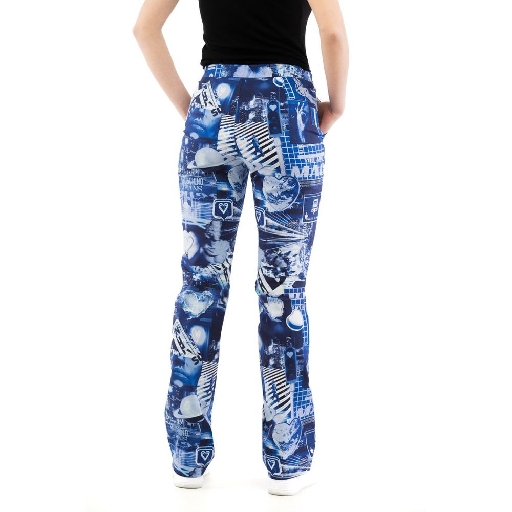 Moschino Women's Stretch Cotton Casual Pants - Blue Multicolor