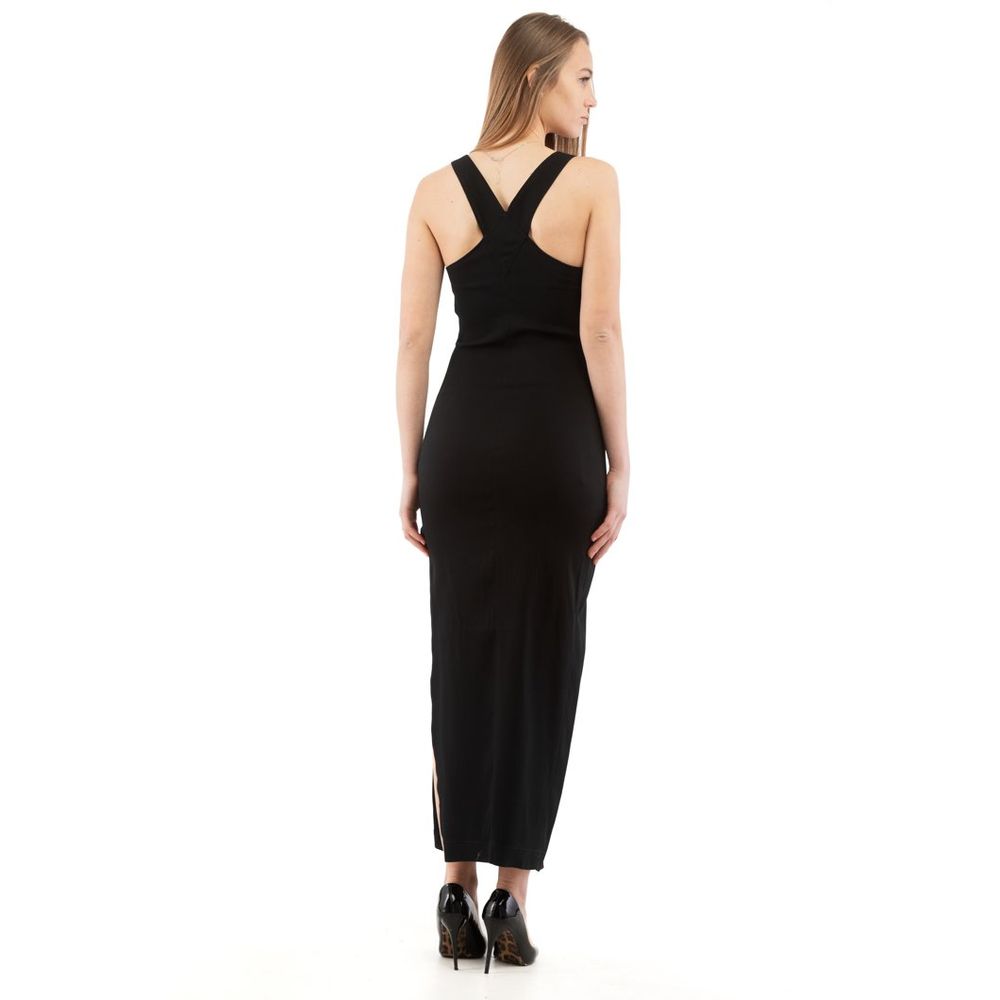 Moschino Women's Sleeveless Marabou Viscose Acrylic Long Dress - Black