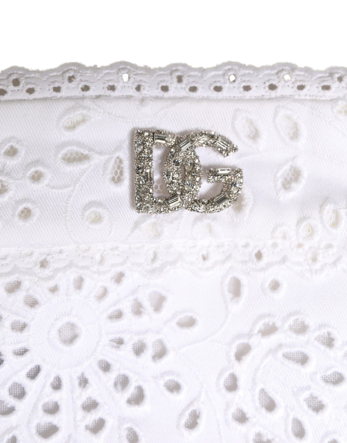 Dolce & Gabbana Cotton Polyester Viscose & Crystal Hat - White Signature