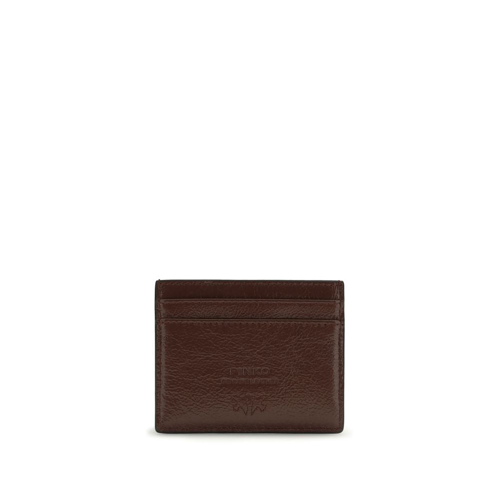 PINKO Love Birds Bos Taurus Calf Leather Cardholder Wallet - Bordeaux