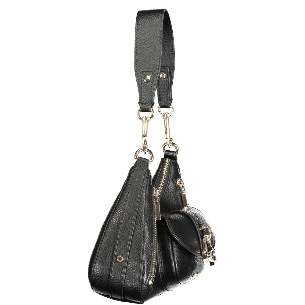 Handbag by Guess Jeans for women in polyurethane black features a signature silhouette, showcasing a secure zipper and signature external-pockets, internal-pockets & cardholder with versatile handle for a sophisticated look.