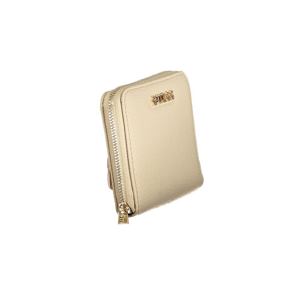 Wallet by Guess Jeans for women in polyurethane beige showcases a discerning silhouette, artfully capturing the essence of Jessa Polyurethane Wallet with its functional compact-design.