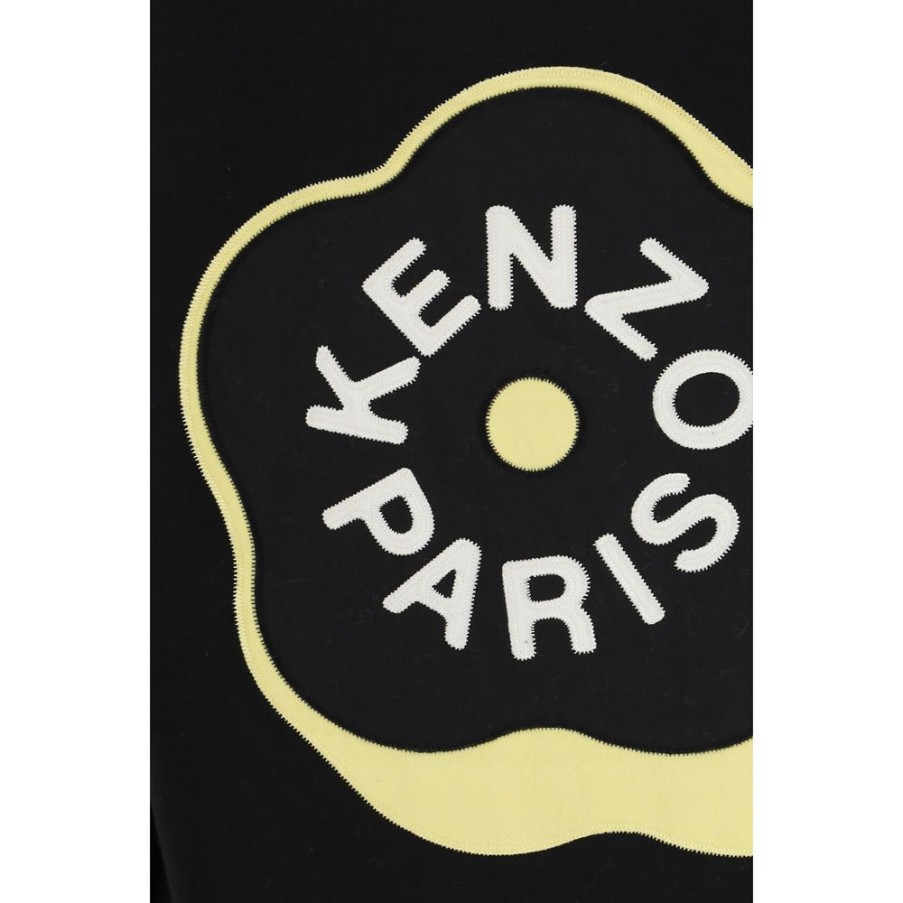 T-Shirt by Kenzo for women in cotton black & signature showcases a fashionable silhouette, elegantly detailed with a fashionable and round neckline for a sophisticated, high-fashion look.