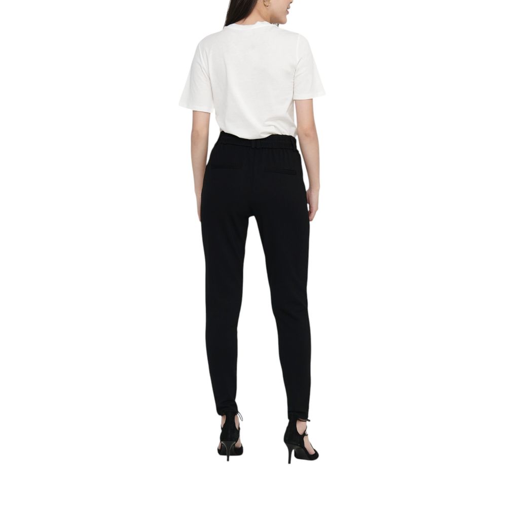 Only Women's Wide Stretch Viscose & Nylon Trousers - Black