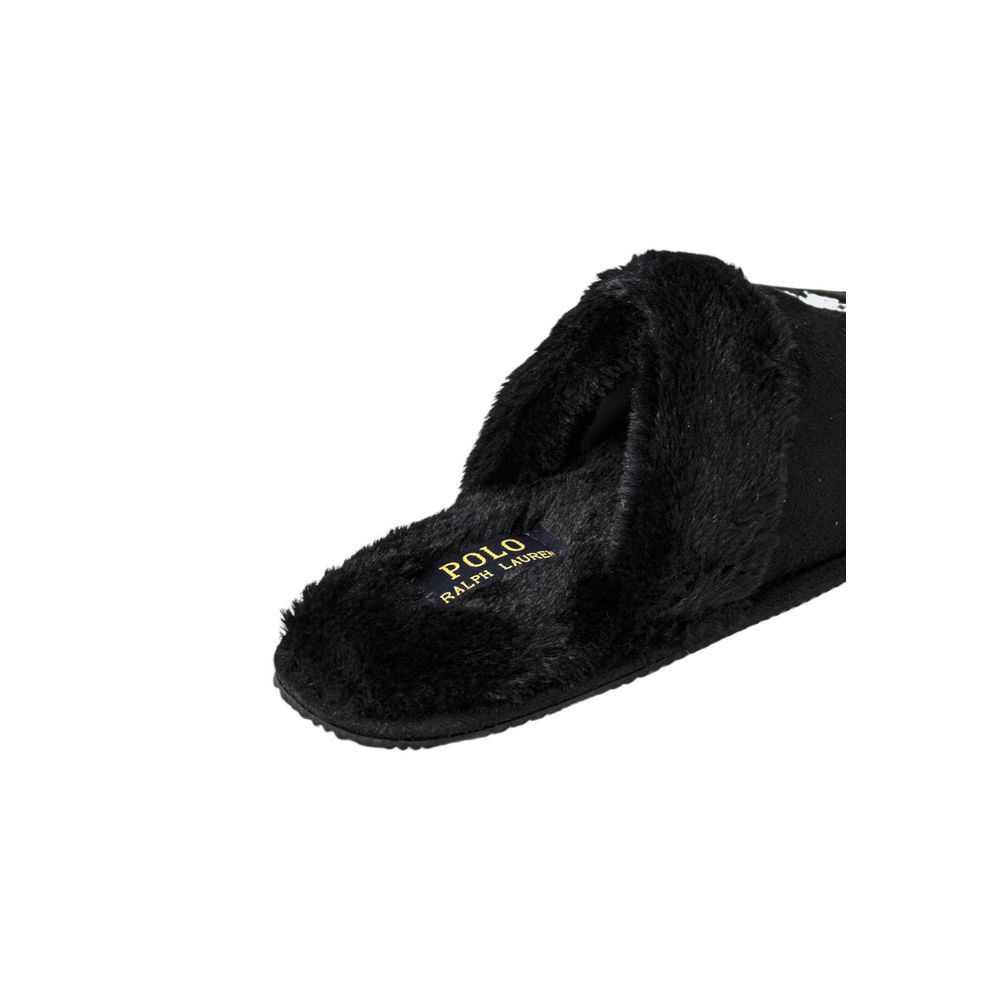 Ralph Lauren Women's Lightweight Polyester Faux Fur Slip-On Scuff Slippers - Black