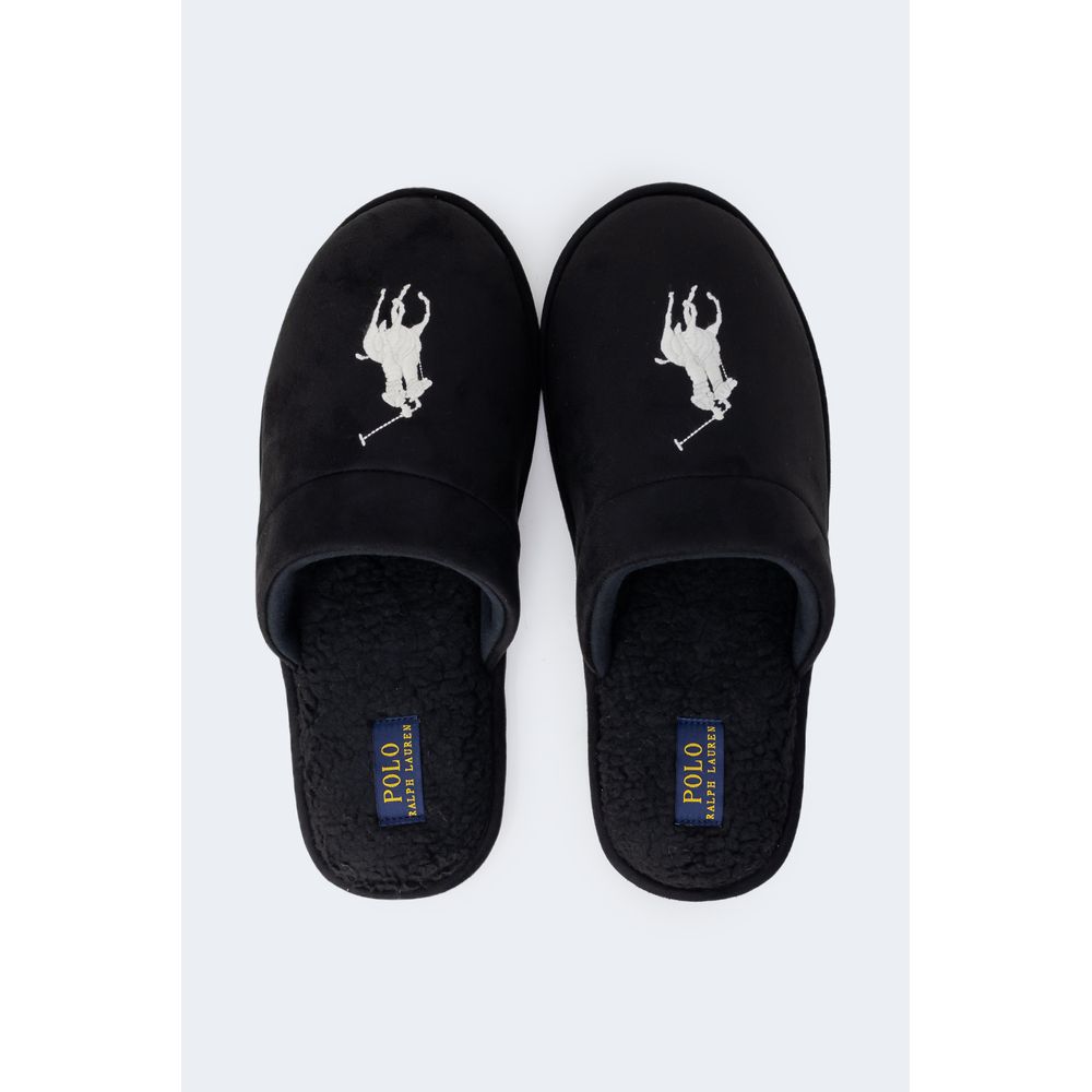 Slippers by Ralph Lauren for men in polyester black presents a effortless silhouette, showcasing the elegant Men's Polyester Slippers design with its unique and sophisticated .
