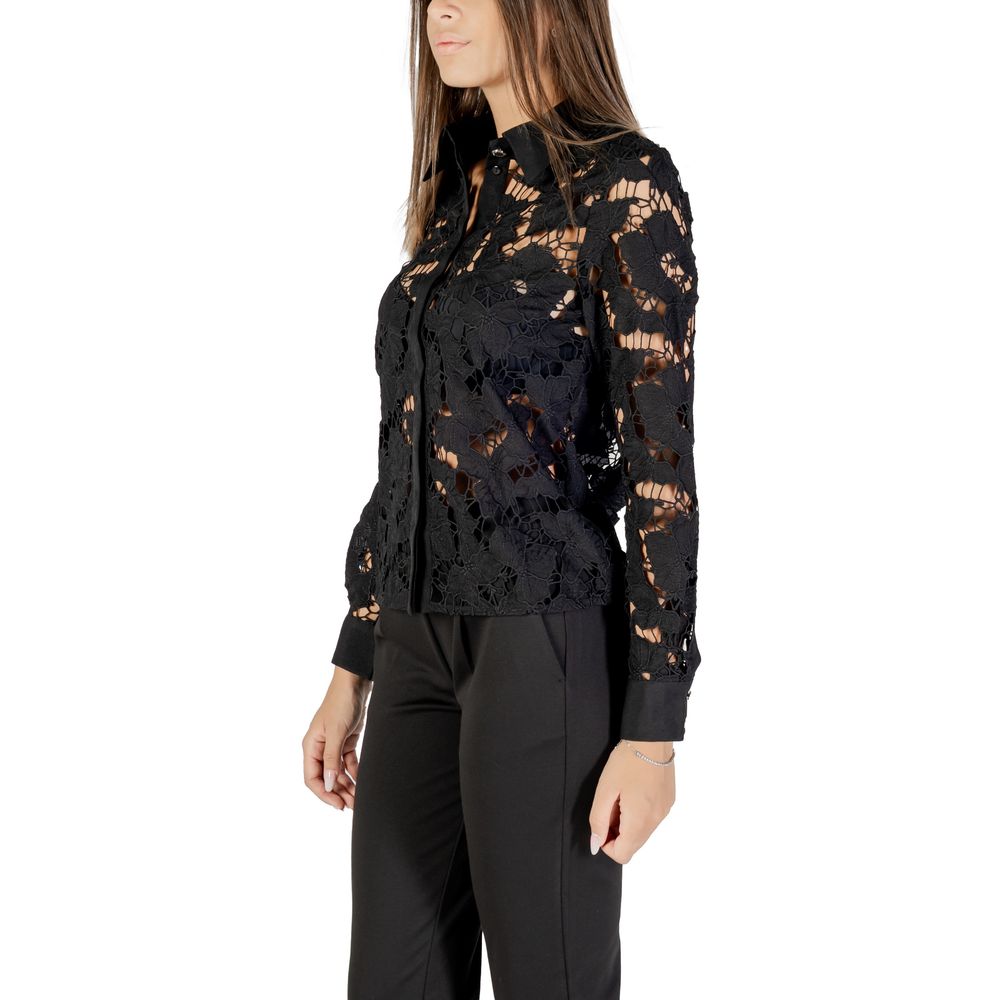 Morgan De Toi Women's Long-Sleeve Polyester Shirt - Black Floral