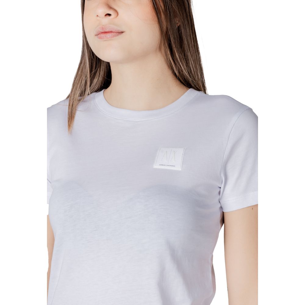 T-Shirt by Armani Exchange for women in cotton white features a plush silhouette, showcasing a sophisticated and for a truly plush finish.