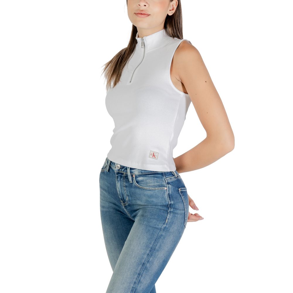 Calvin Klein Jeans Women's Sleeveless Stretch Cotton & Silicone Activewear Top - White