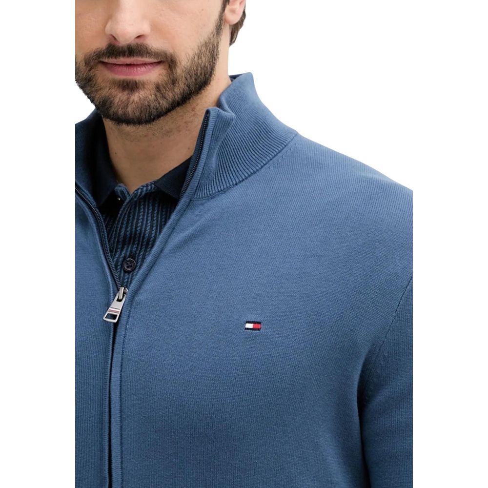 Tommy Hilfiger Men's High-Collar Cotton Cardigan - Blue