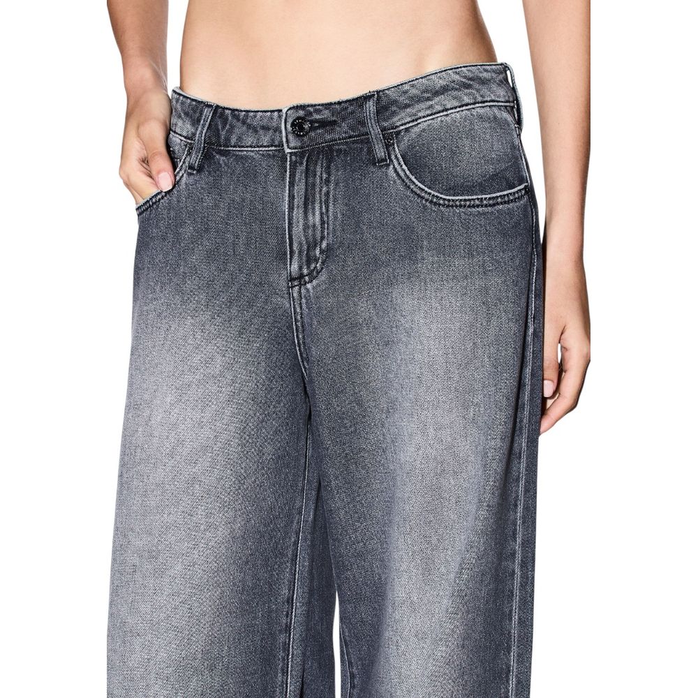 Armani Exchange Women's Relaxed-Fit Wide Denim Cotton Jeans - Gray