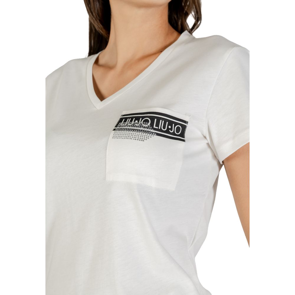 Liu Jo Women's Lightweight V-Neck Cotton T-Shirt - White
