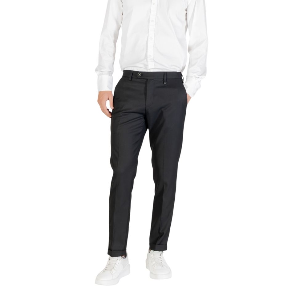 Antony Morato Men's Skinny Slim Cropped Stretch Polyester Viscose Twill Trousers - Black