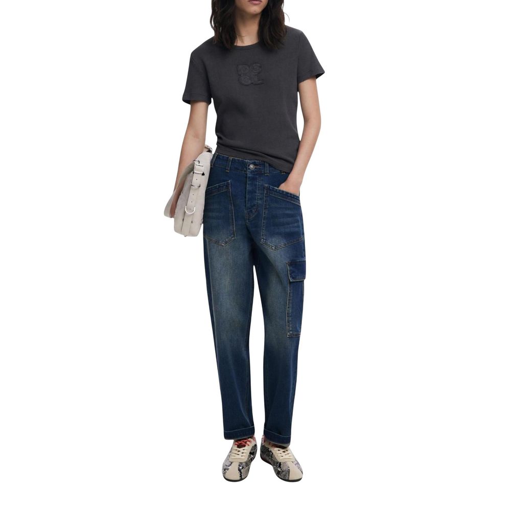 Desigual Women's Relaxed-Fit Wide Boyfriend Stretch Denim Cotton Jeans - Blue