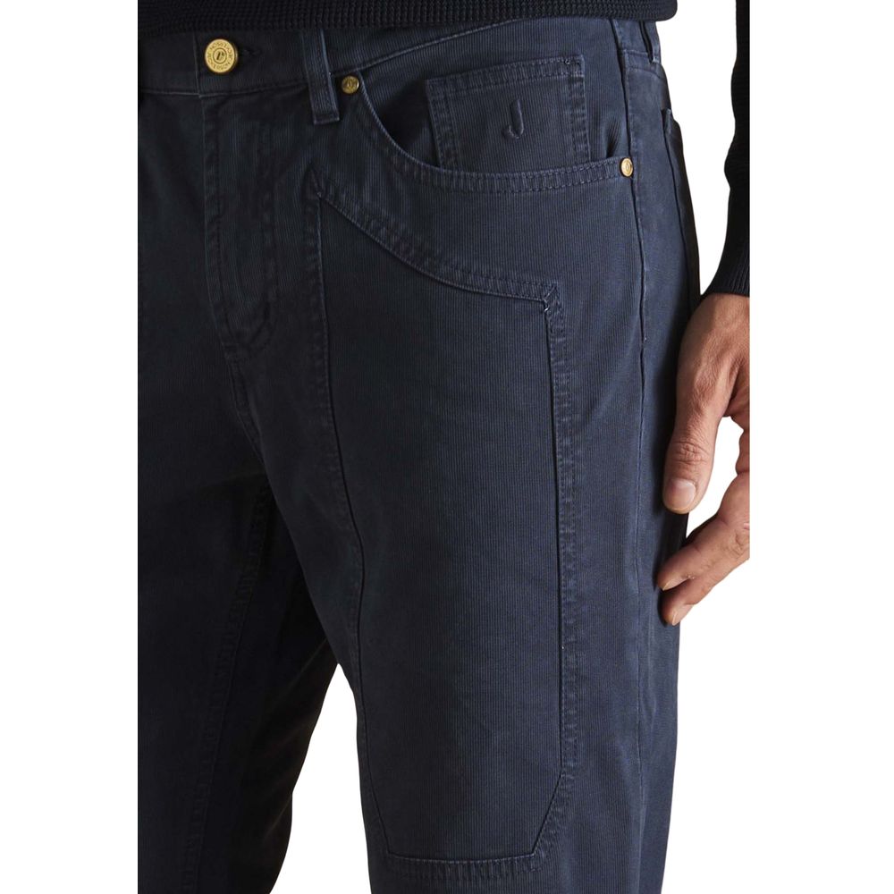Jeans by Jeckerson for men in denim cotton blue & signature features an sartorial skinny & slim and long with a cut for a sartorial finish.