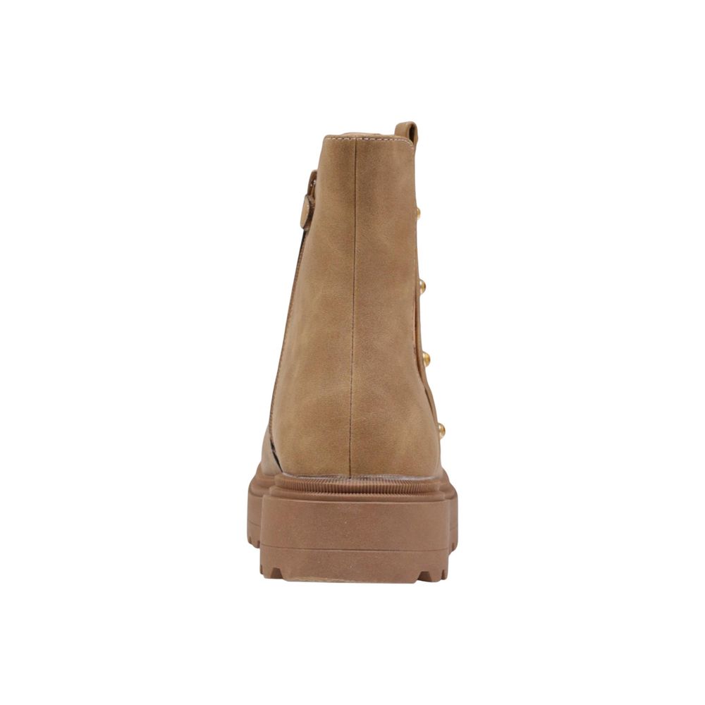 Alviero Martini Prima Classe Women's Polyester Polyurethan & Polyethylene Ankle Chelsea Winter Boots - Beige Gold