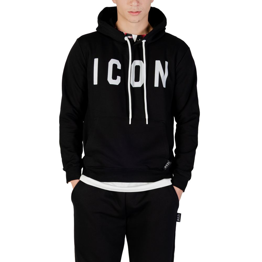 Icon Men's Poly Cotton Hoodie - Black White