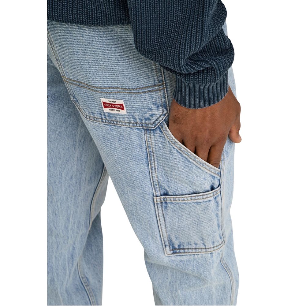 Only & Sons Men's Straight-Leg Relaxed-Fit Regular-Fit Denim Cotton Jeans - Blue Natural