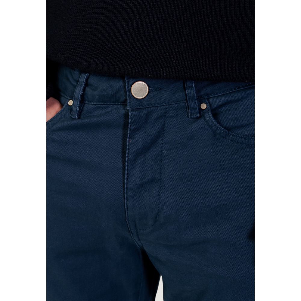 Borghese Men's Skinny Regular-Fit Stretch Cotton Trousers - Blue