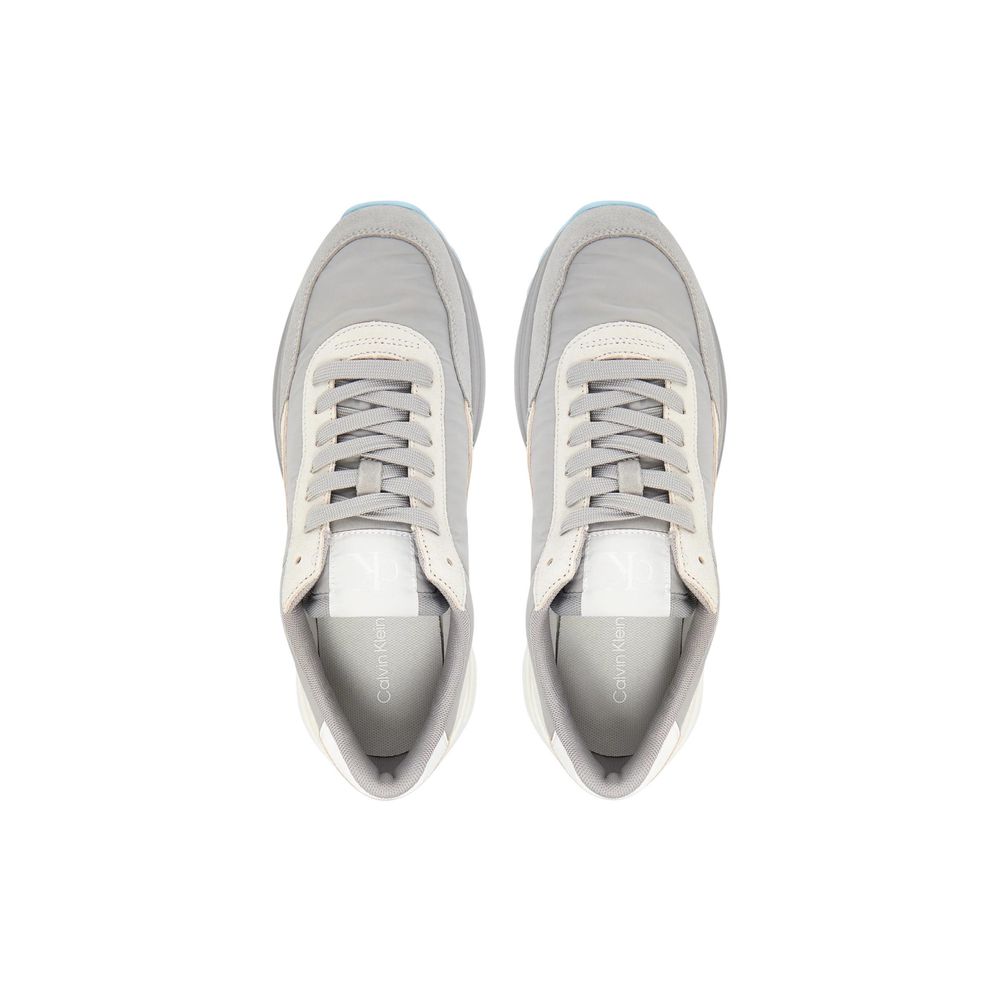 Calvin Klein Jeans Women's Athletic Nylon Suede Leather Sneakers - Gray