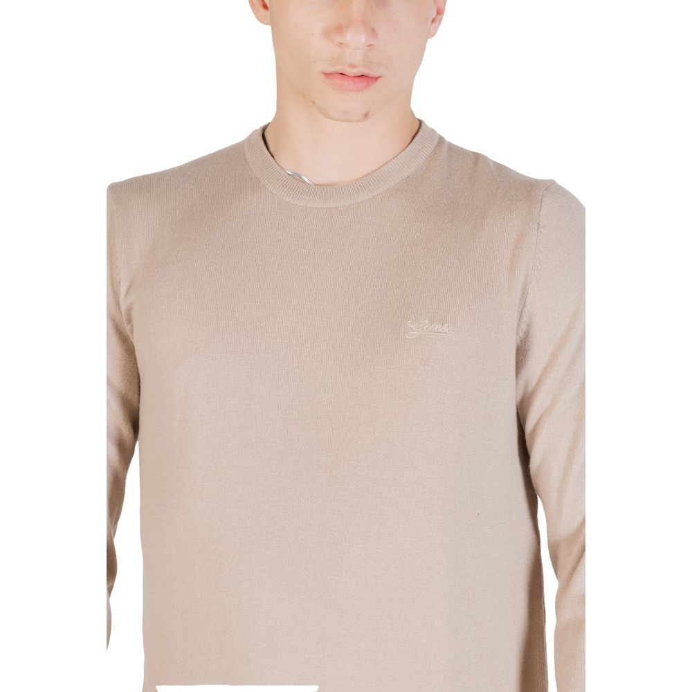 Guess Men's Crew-Neck Silk Wool Sweatshirt - Beige