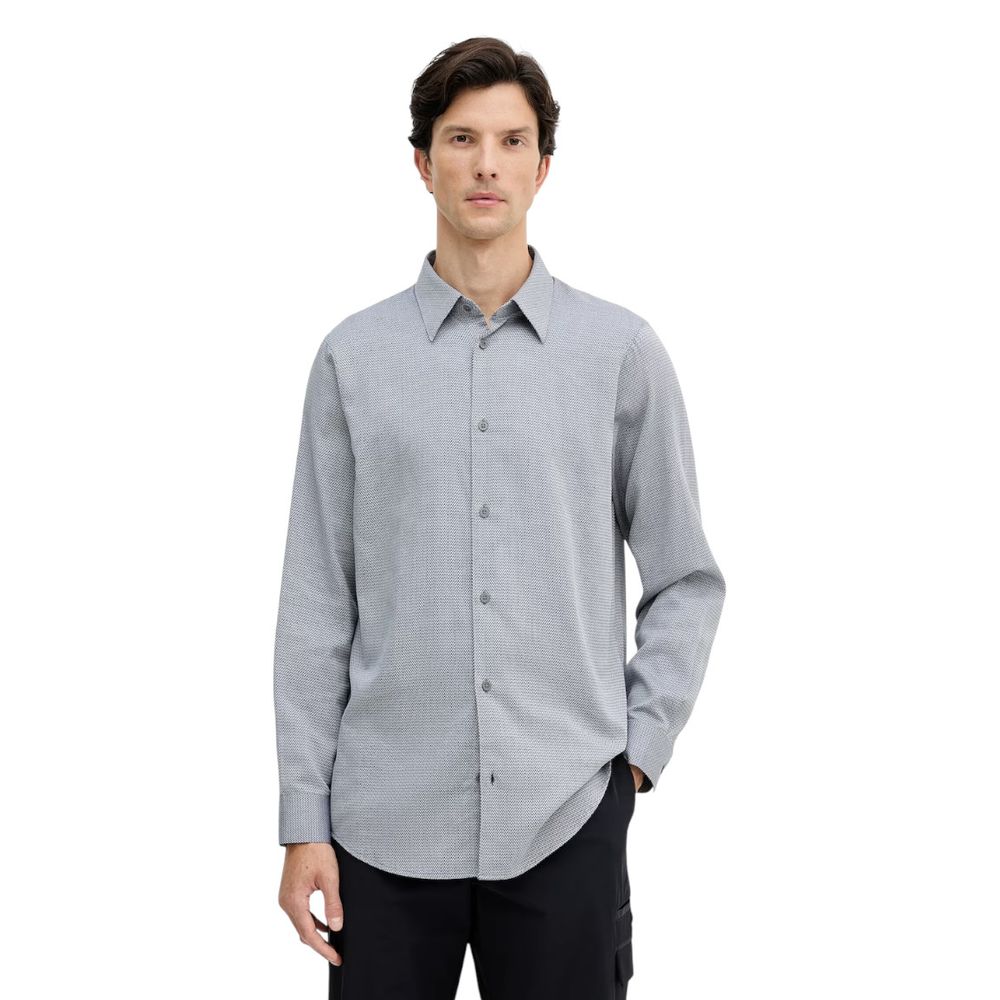 Armani Exchange Men's Lightweight Long-Sleeve Cotton Shirt - Black White