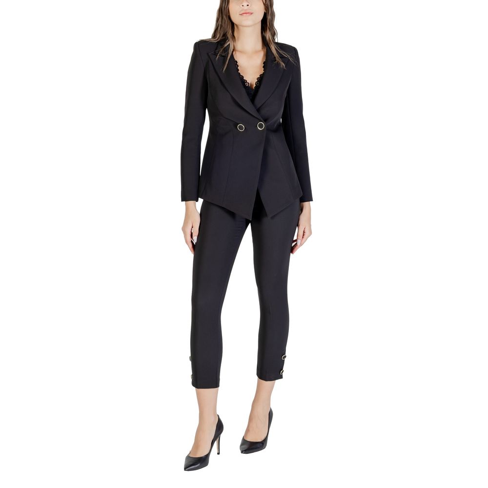 Rinascimento Women's Cigarette High-Rise Stretch Polyester Trousers - Black